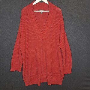 💙 Ralph Lauren Knit V-Neck Thick Cotton Tunic Sweater Size 3X Preppy Cottage Wa